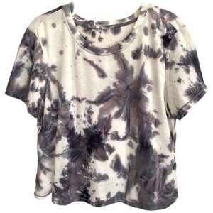 Soft White & Grey Ink Print Tie Dye Short Sleeve  T-Shirt  Sz M #06